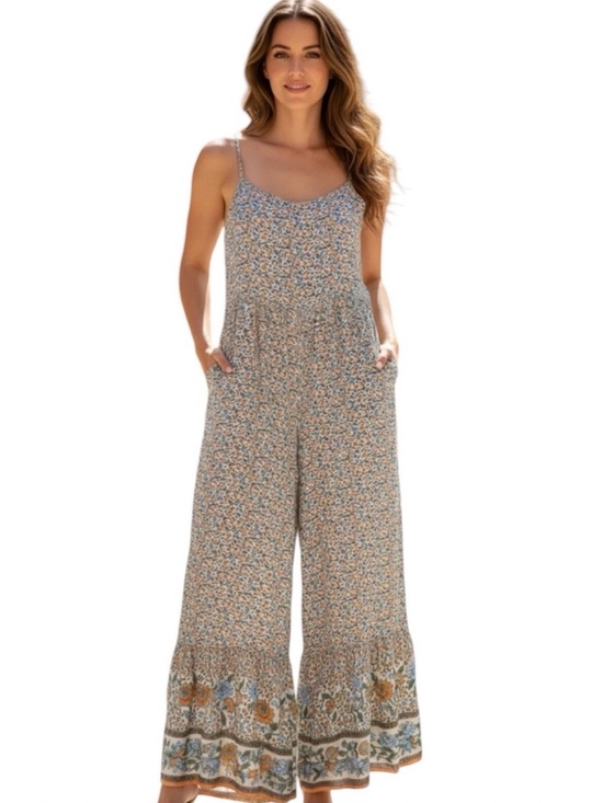 NATURAL LIFE Pants - Natural Life Zoe Ditsy Floral Wide Leg Flare Jumpsuit Small Boho Festival Retro